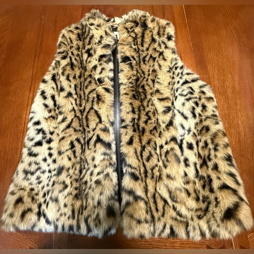 Chico's Faux Fur Vest with Animal Print